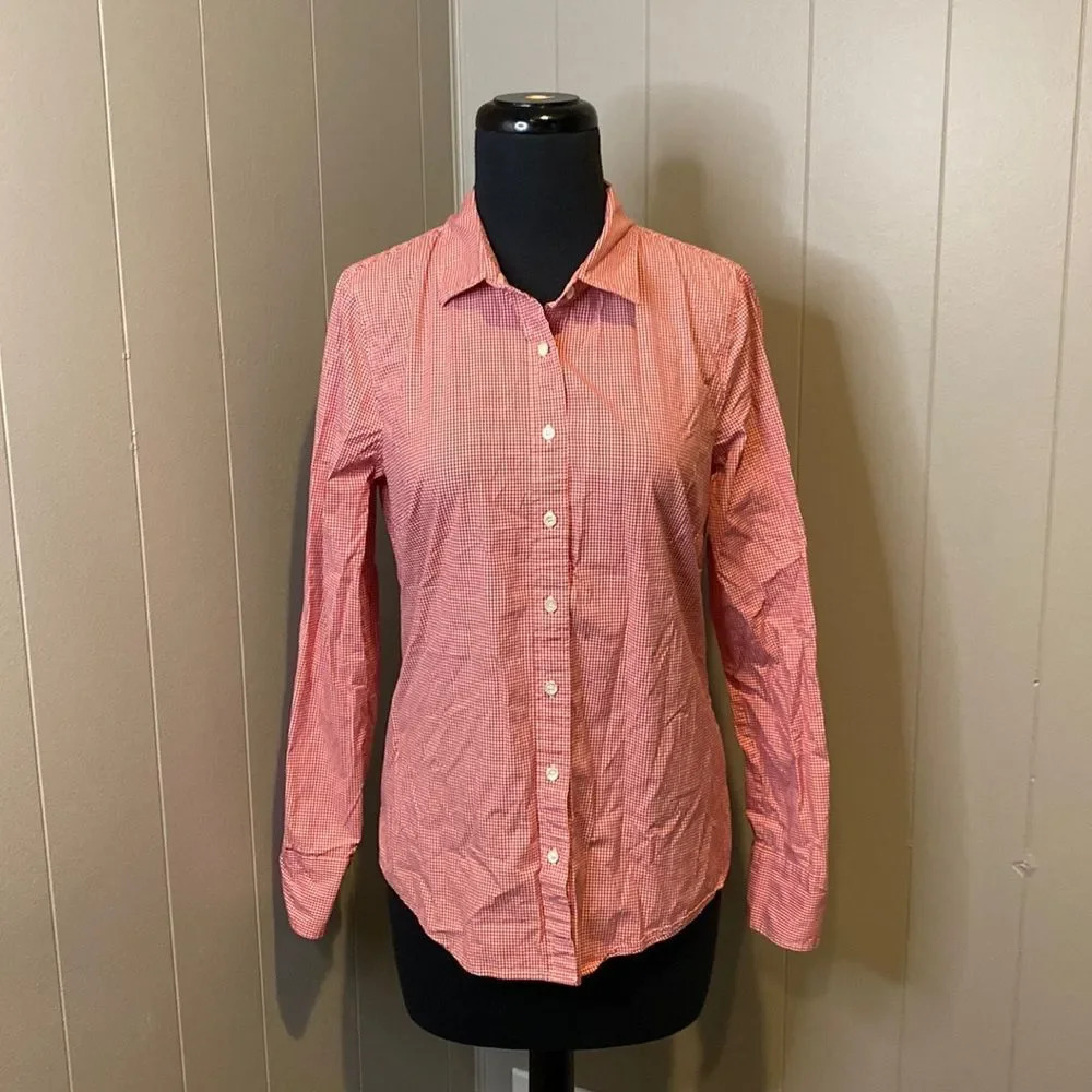 J Crew Stretch Perfect Small Button Down Shirt Long Sleeve Checkered